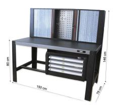 JBM 51428 - MESA DE TRABAJO CON 4 CAJONES INFERIORES CON PERSIANA PLEG.